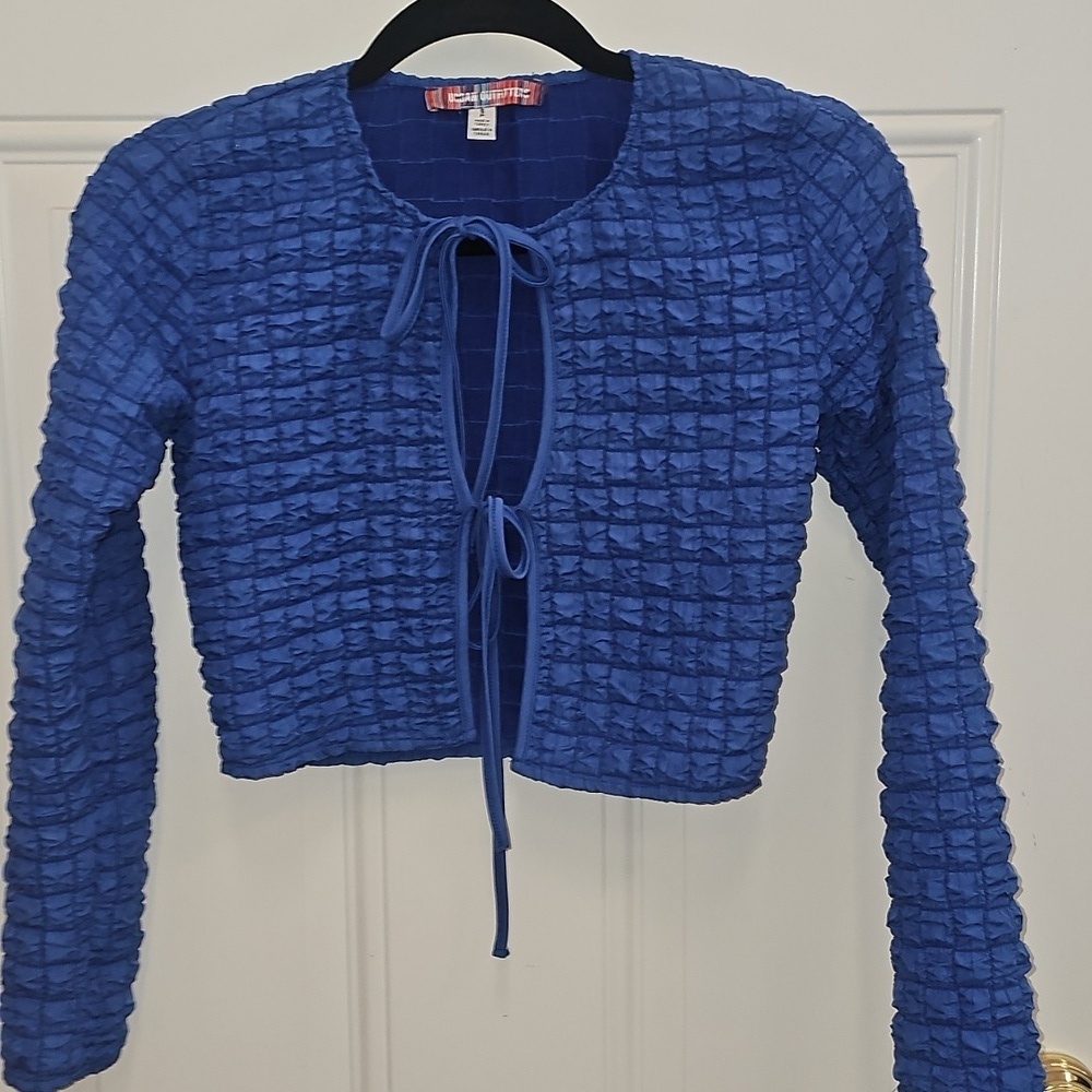 Blue, Stretch, Casual, Y2k, 2000s, Tie, School, Top, Festival, Cute, Cardigan